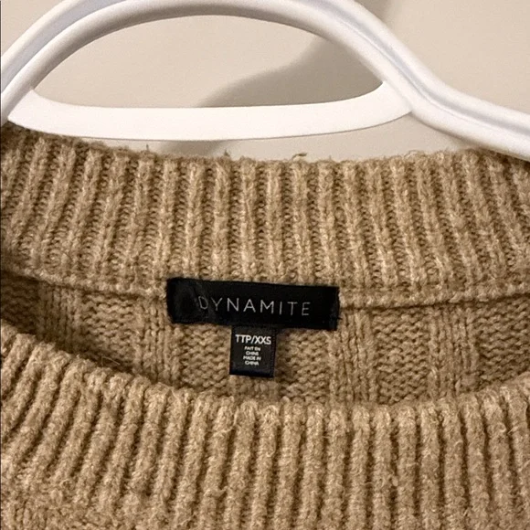 Dynamite Camel Ribbed Crew Neck Sweater - Picture 2 of 3